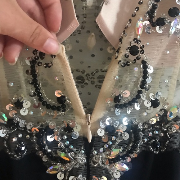 Prom Dress Black Sequin Low Slit - Picture 9 of 10